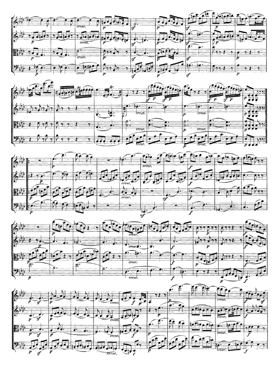 Mozart《Quartet No.16 in Eb Major,K.428》（总谱）
