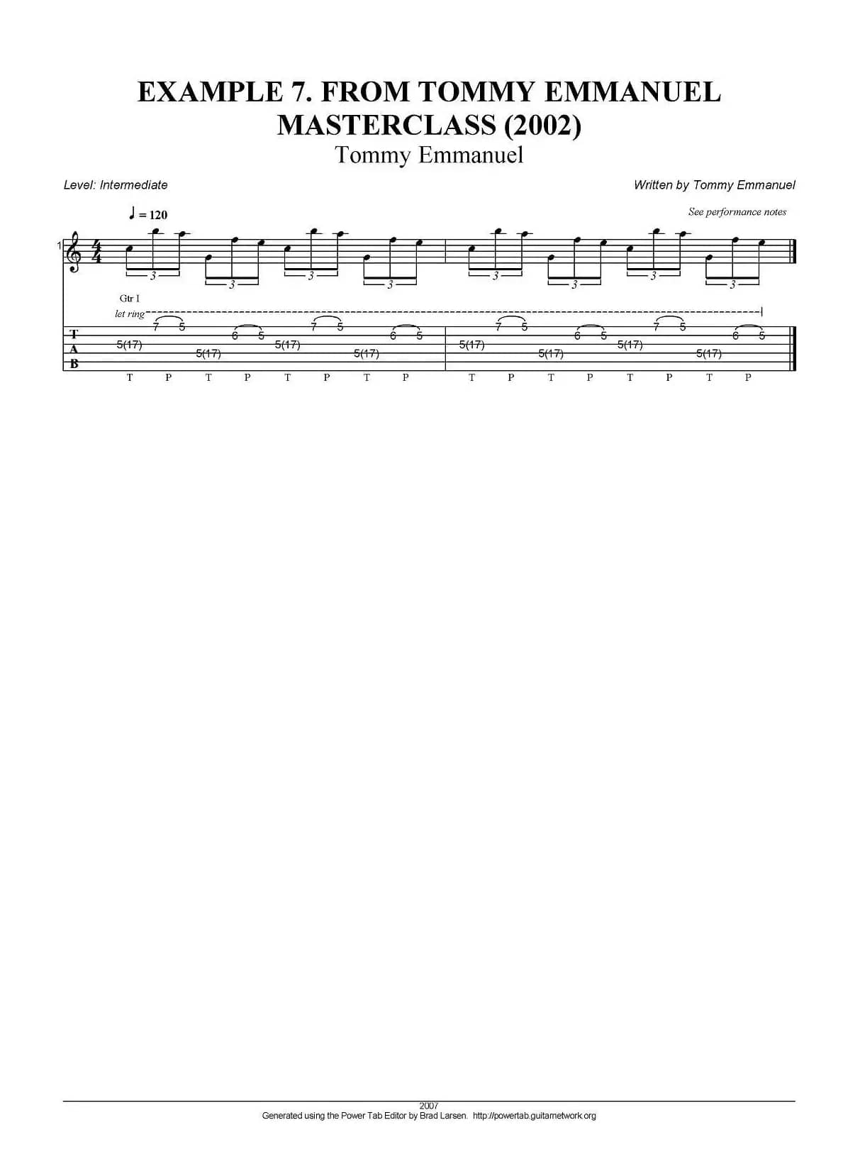 tommy emmanuel：masterclass example-7（指弹吉他）