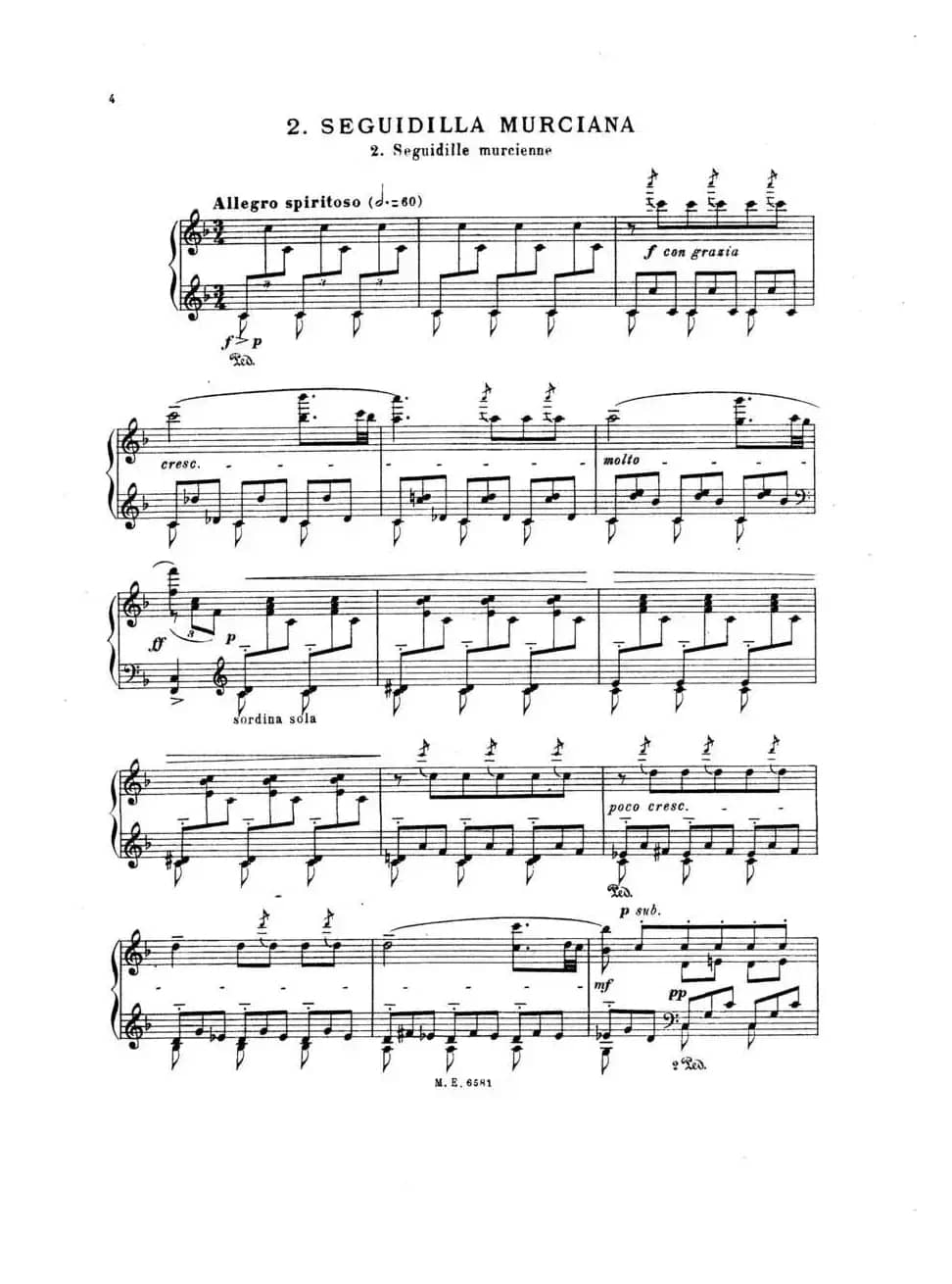 7 Canciones Populares Espanolas（七首西班牙民歌·2·钢琴独奏版）