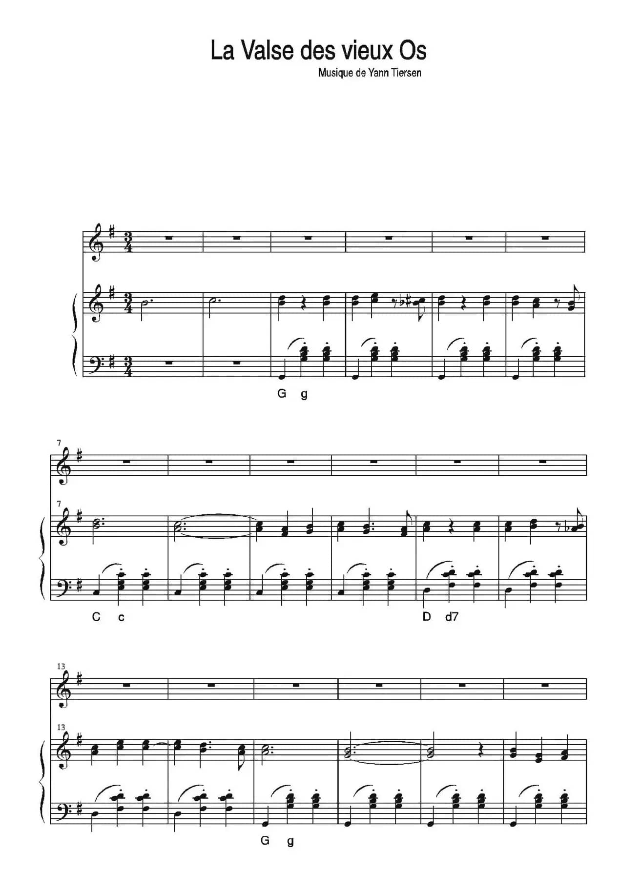 Yann Tiersen-La Valse Des Vieux Os （钢琴伴奏谱）