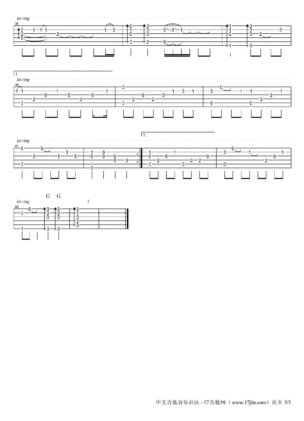 好久不见（陈奕迅演唱版、指弹谱）