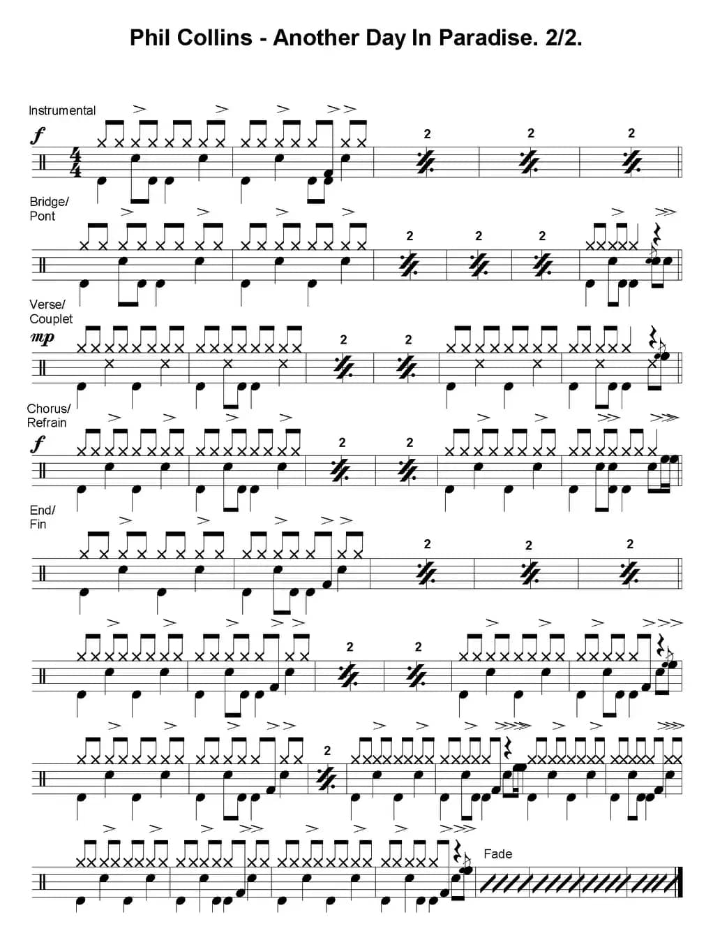 爵士鼓谱：Phil Collins - Another day in paradise