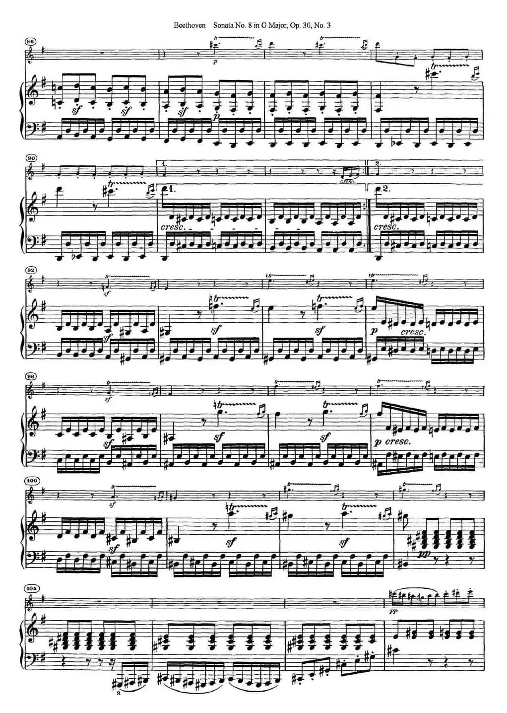 Violin Sonata No.8 in G Major Op.30 No.3（小提琴+钢琴伴奏）