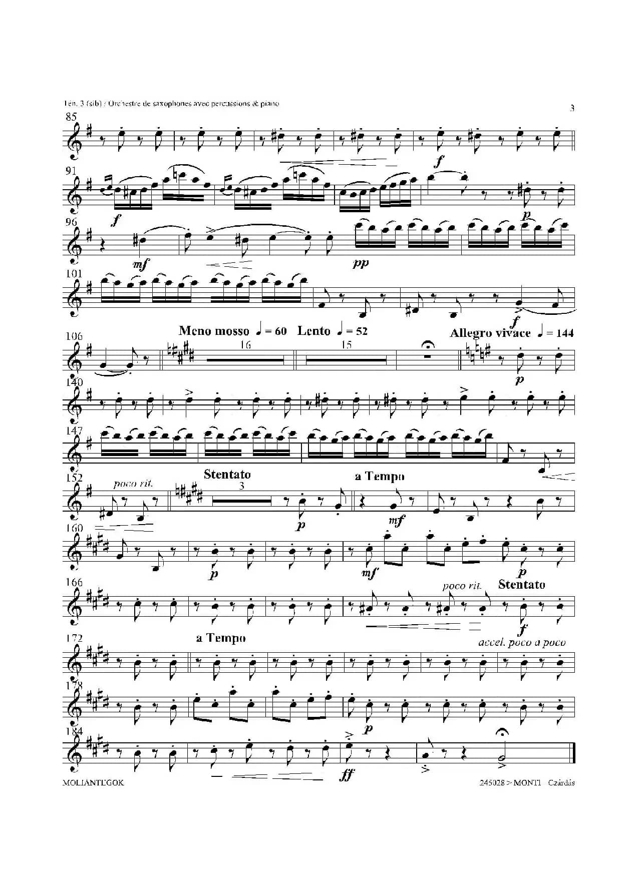 Czardas 查尔达斯（15重奏）（3支次中音萨克斯）