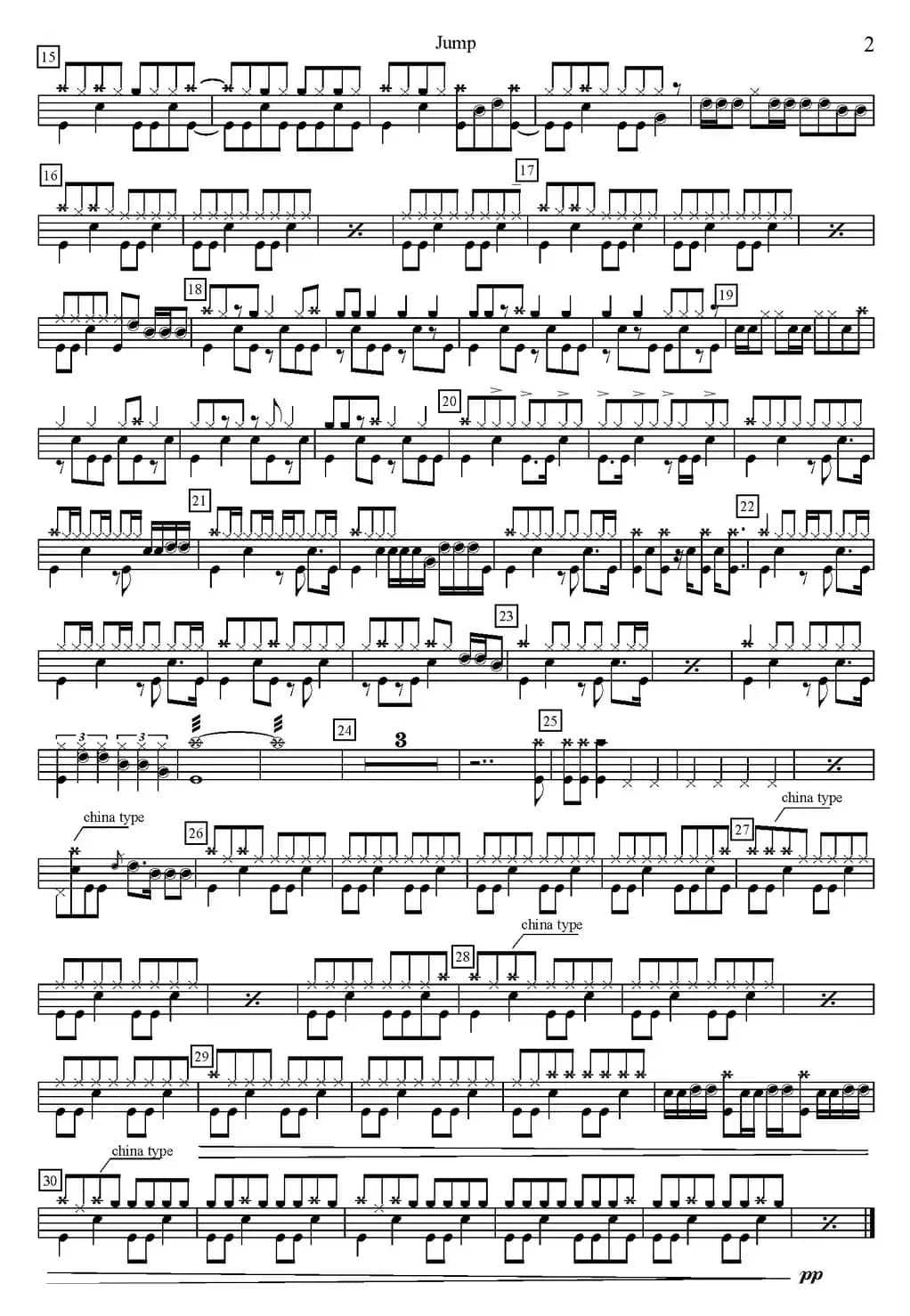 爵士鼓谱：Van Halen - Jump