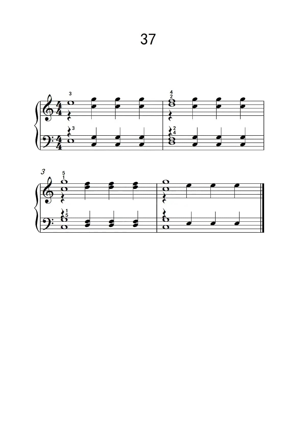 加强手指独立性的练习 37（儿童钢琴手指练习 2）