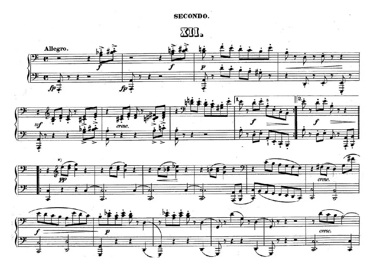 Zwolf Original-Compositionen fur Pianoforte zu 4 Handen Op.57（12首四手联弹小品·12）