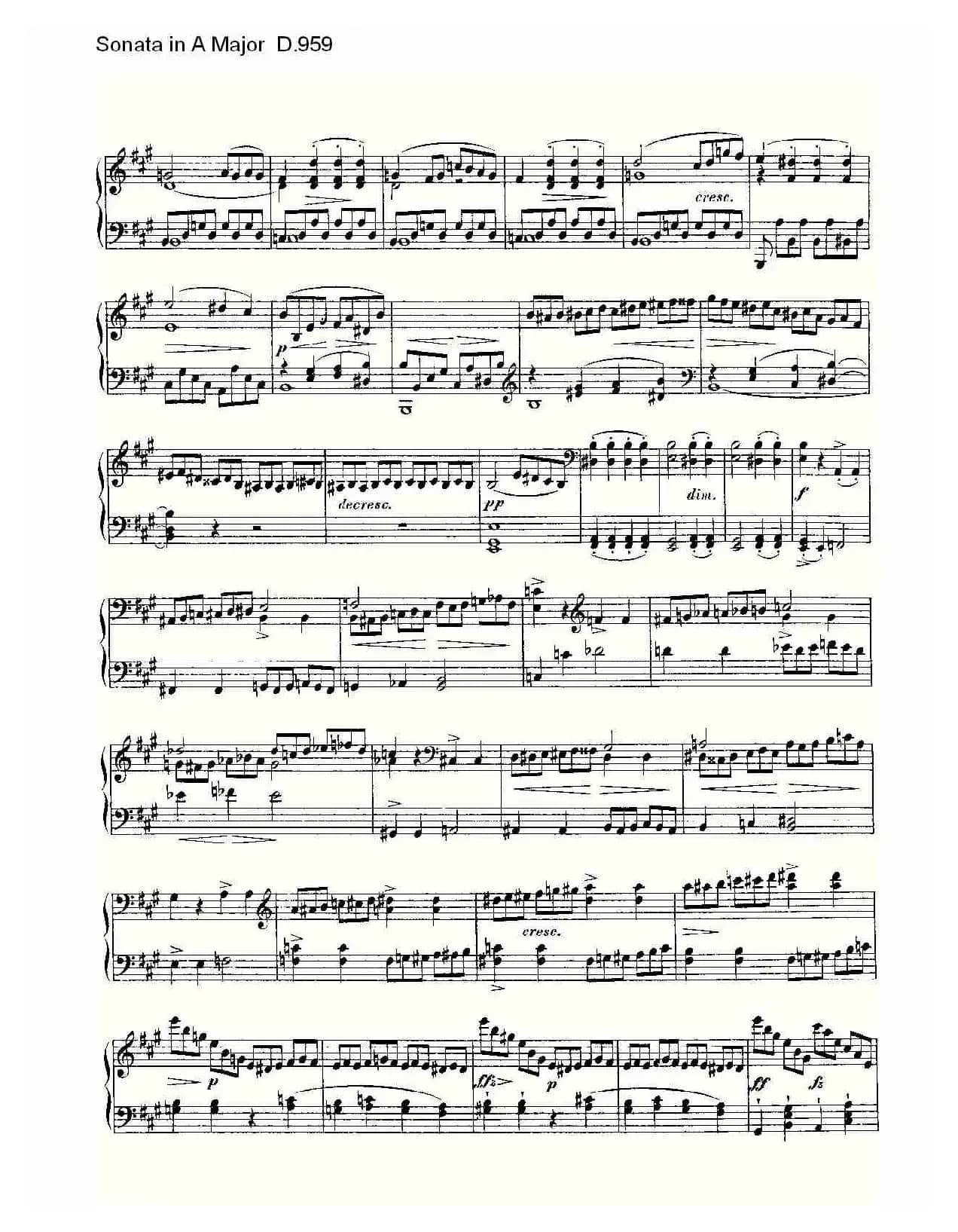 Sonata in A Major D.959（A大调奏鸣曲 D.959）