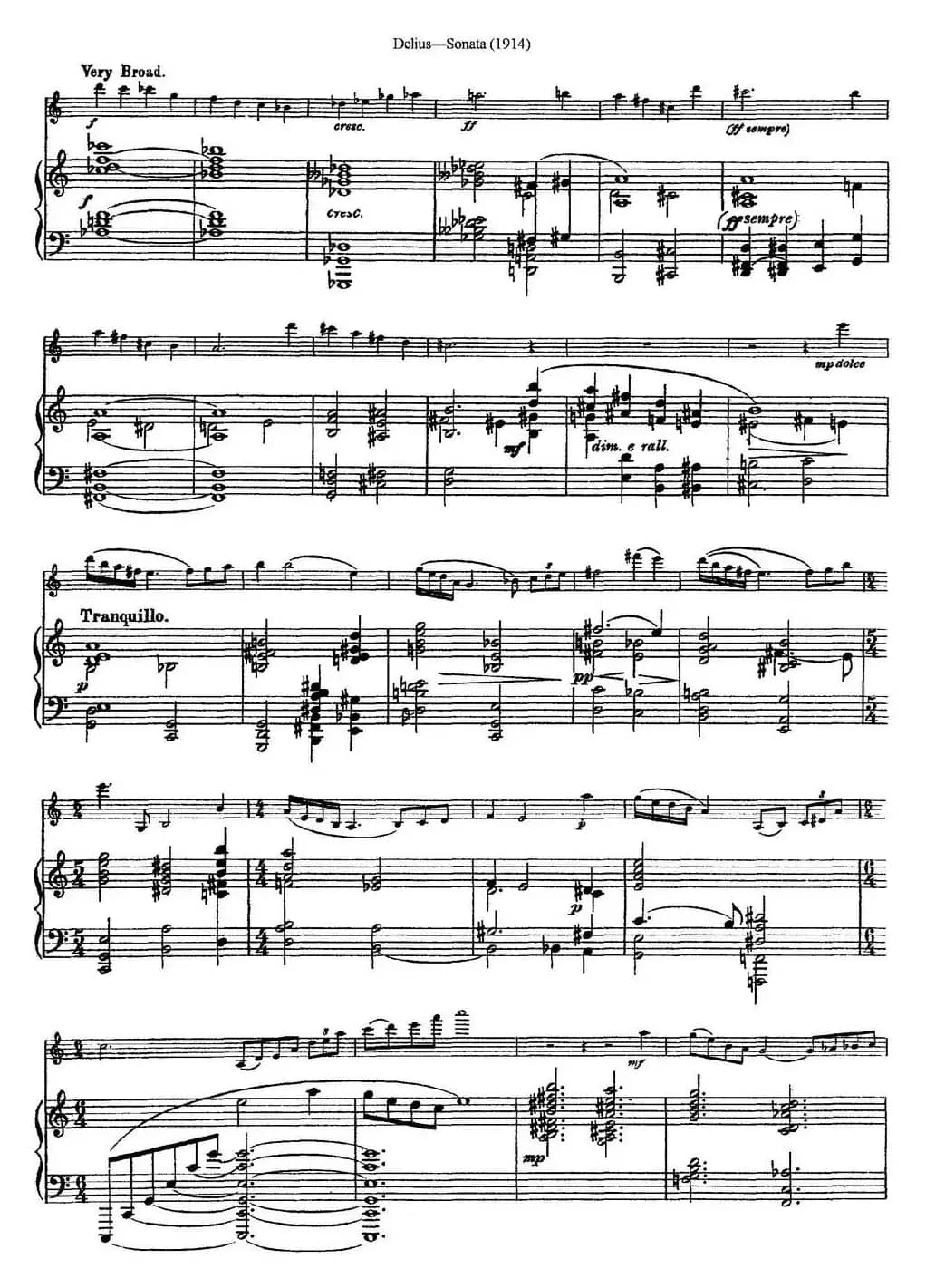 Delius Sonata（小提琴+钢琴伴奏）