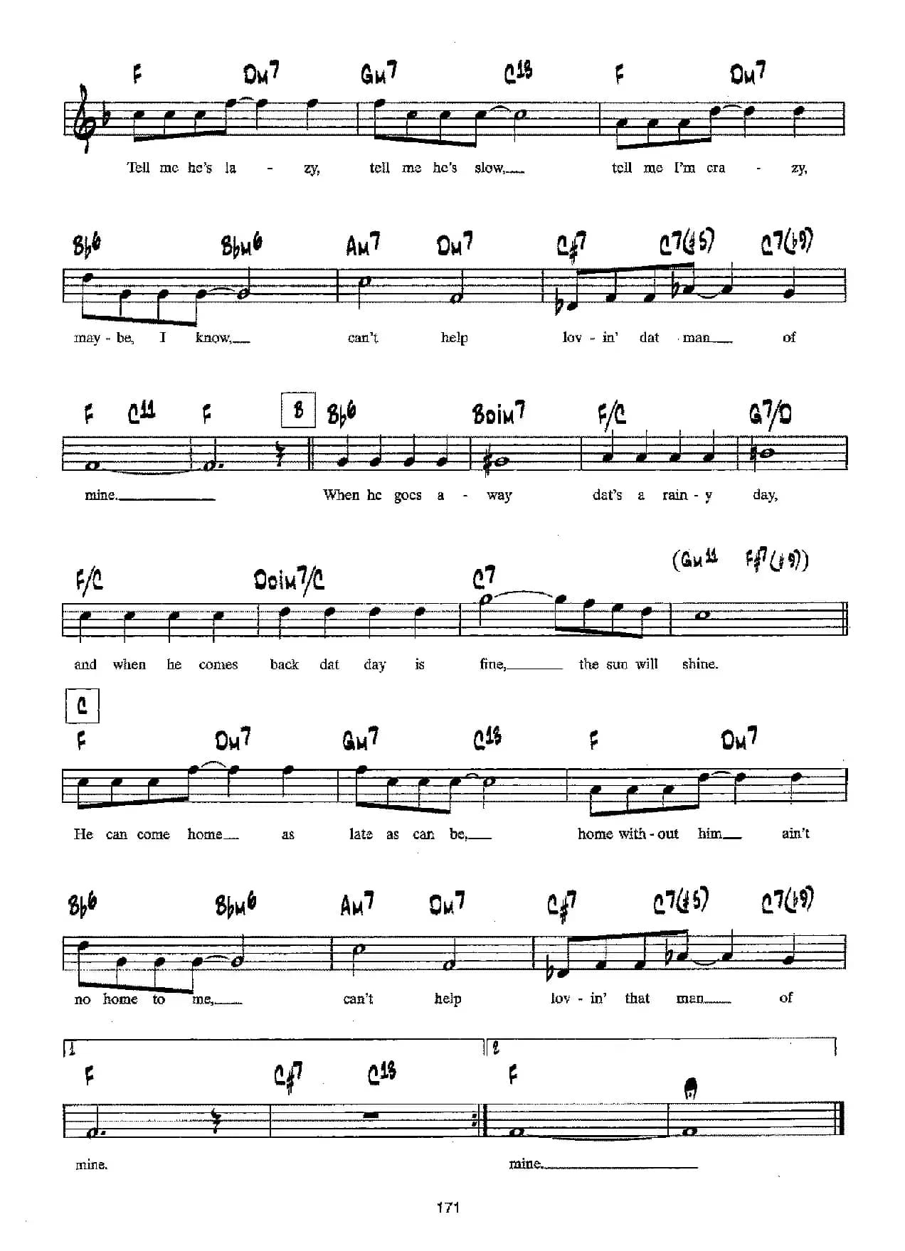 降B爵士乐谱：CAN'T HELP LOVIN' DAT MAN