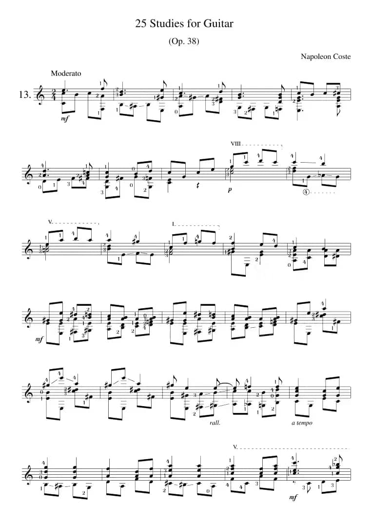 Napoleon Coste《25 Studies,Op.38》（STUDY 13）