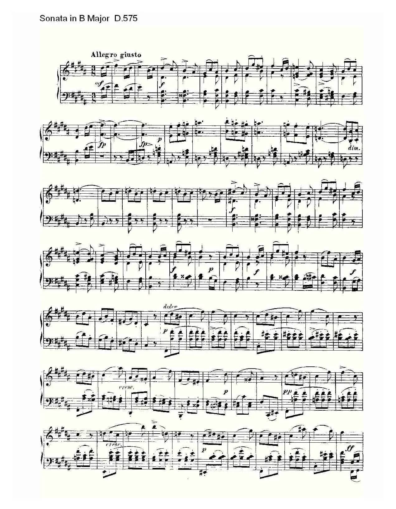 Sonata in B Major D.575（B大调奏鸣曲 D.575）