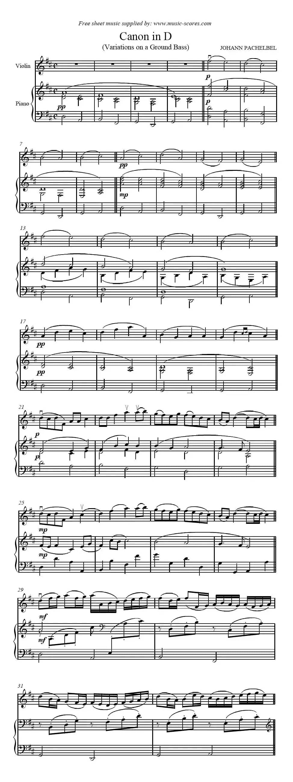 Canon in D（小提琴+钢琴伴奏）