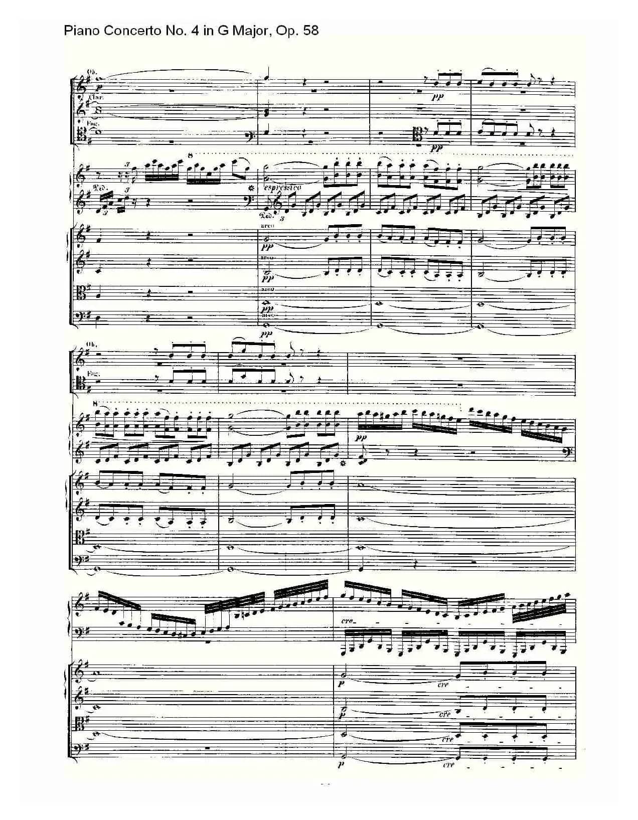 Ｇ大调钢琴第四协奏曲 Op.58 第一乐章（总谱）