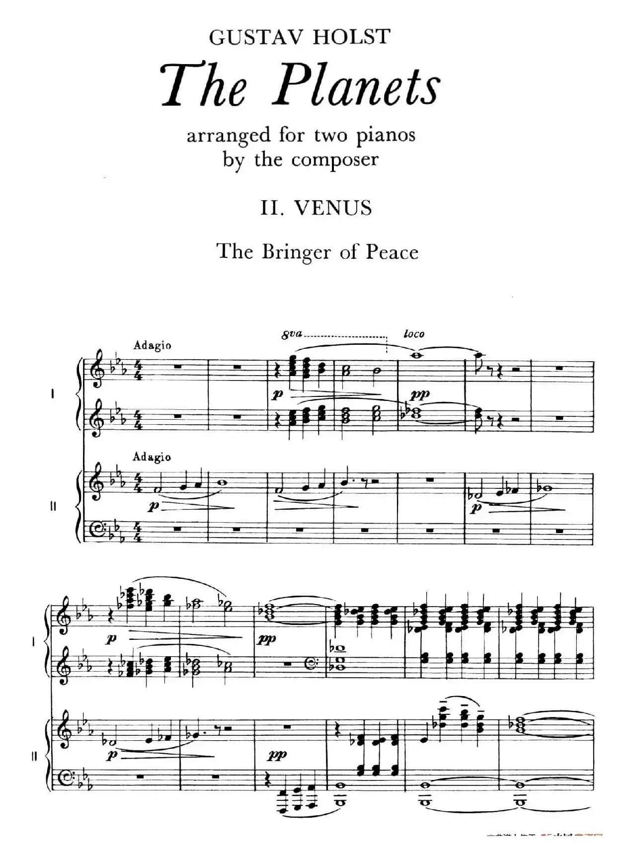 The Planets Op.32（双钢琴）（行星·第二乐章 金星—和平使者）
