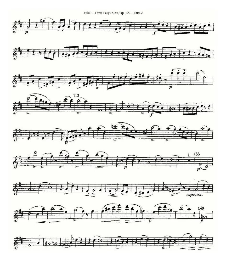 Three Easy Duets,Op.102 之第二长笛（三首简易重奏曲作品102号）