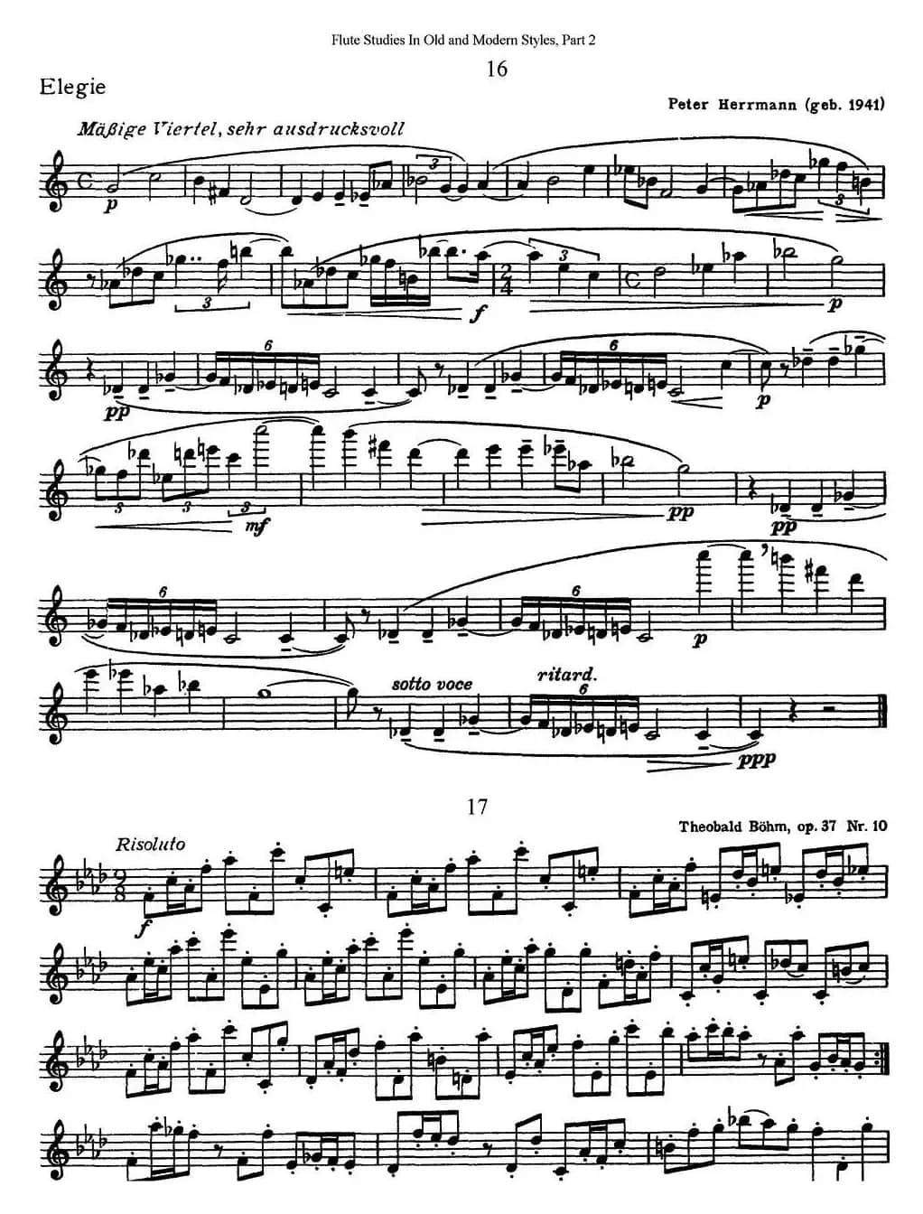 斯勒新老风格长笛练习重奏曲（第二部分）（NO.16-NO.17）