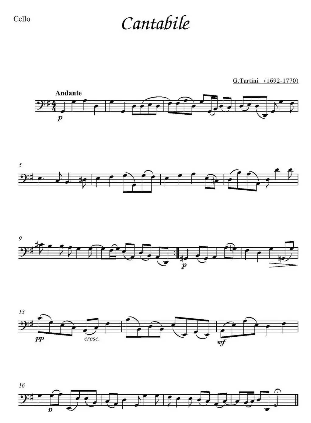 Cantabile（大提琴分谱）