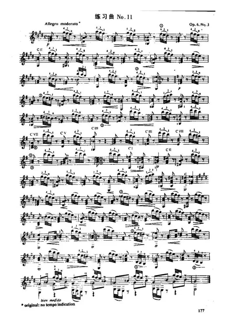 费尔南多·索尔 古典吉他练习曲 No.11（Op.6 No.3）