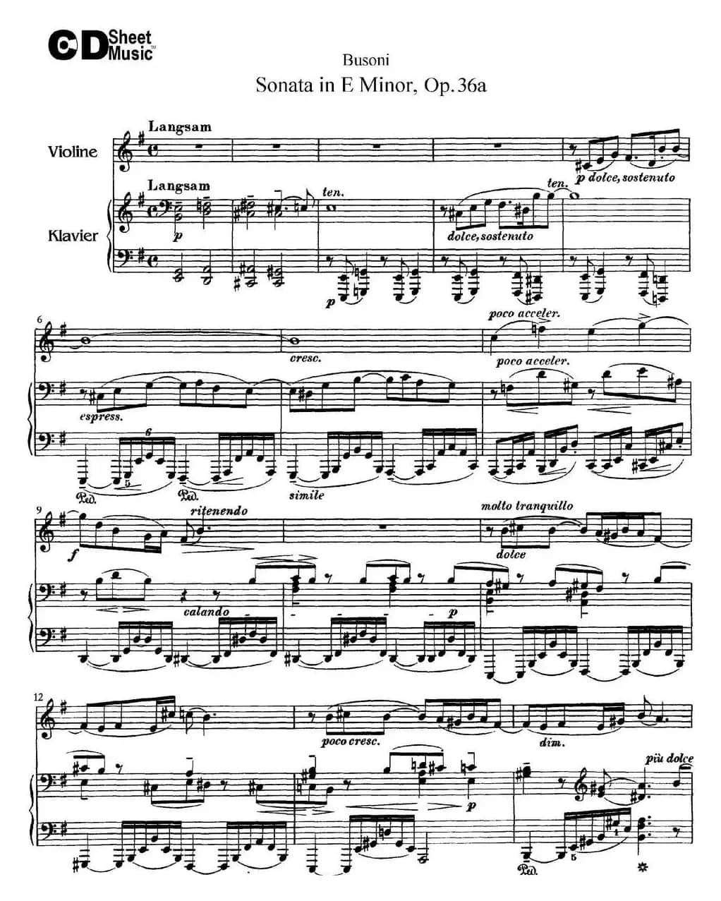 Violin Sonata No.2 in E Minor Op.36（小提琴+钢琴伴奏）