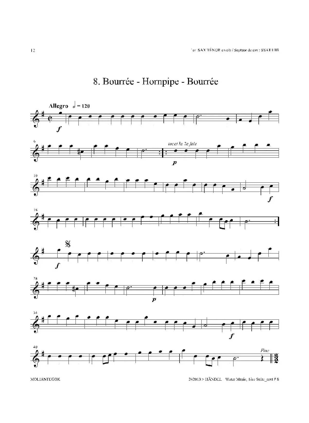 Water Music（HWV.348 No.1）（第一次中音萨克斯）
