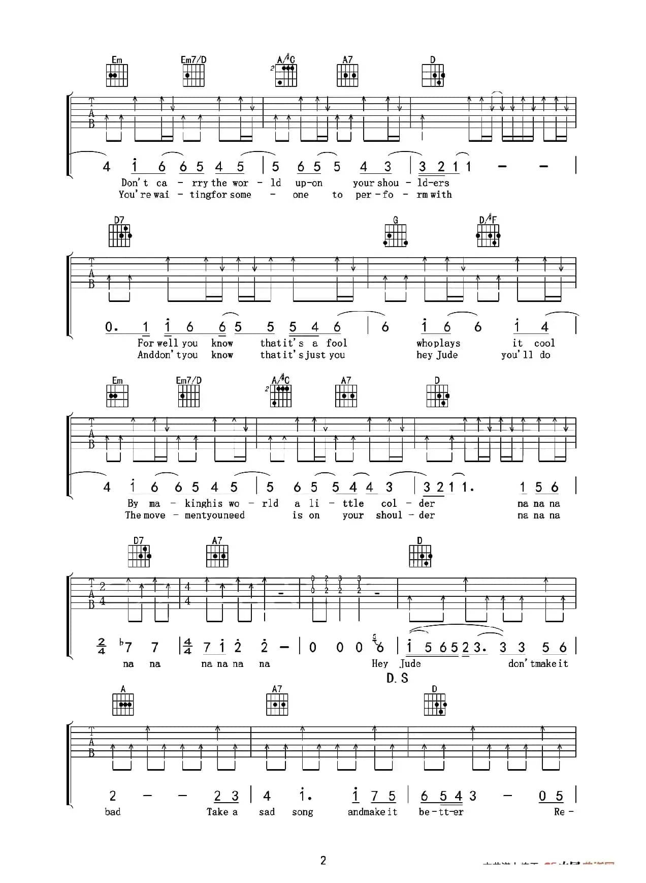 Hey Jude（嘿 朱迪）（老姚吉他编配版）