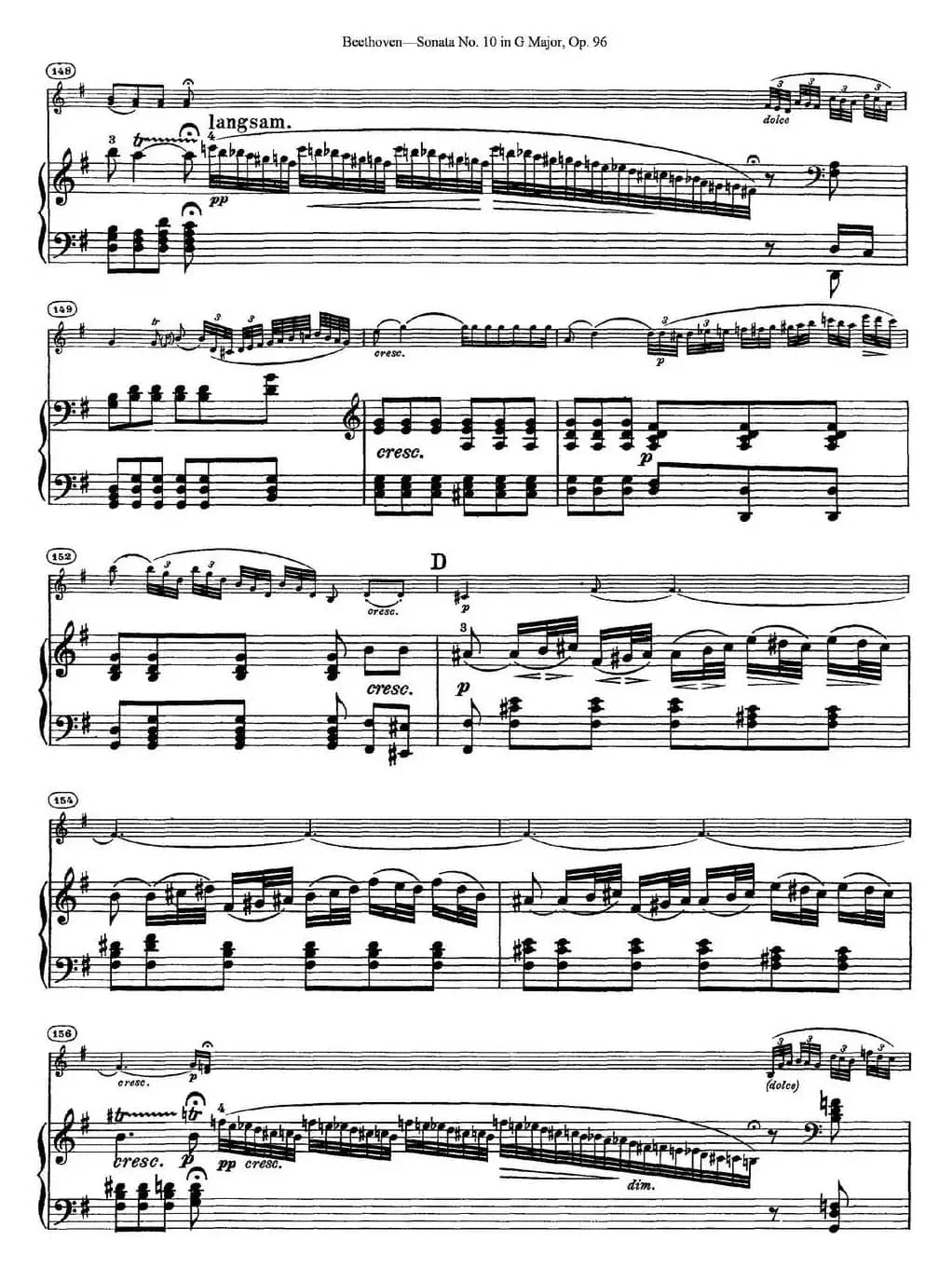 Violin Sonata No.10 in G Major Op.96（小提琴+钢琴伴奏）