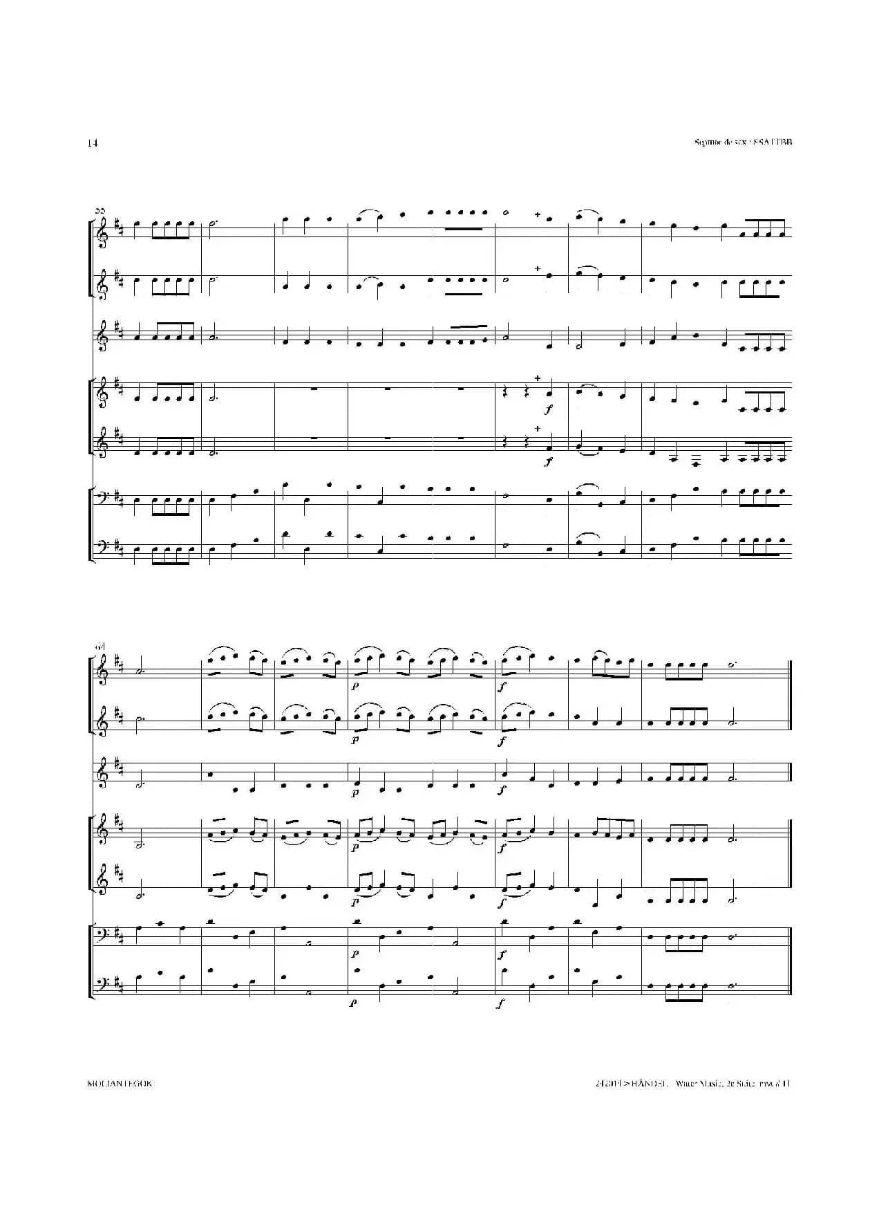 Water Music（HWV.349 No.2）（萨克斯合奏总谱）