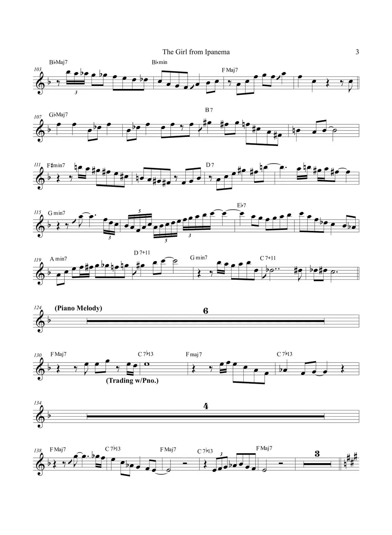 Girl FromIpanema（次中音萨克斯）