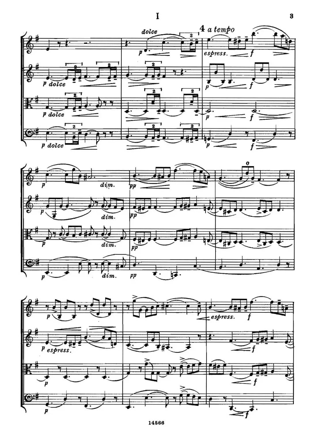 QUARTET Op.83（第一部分）（弦乐四重奏）