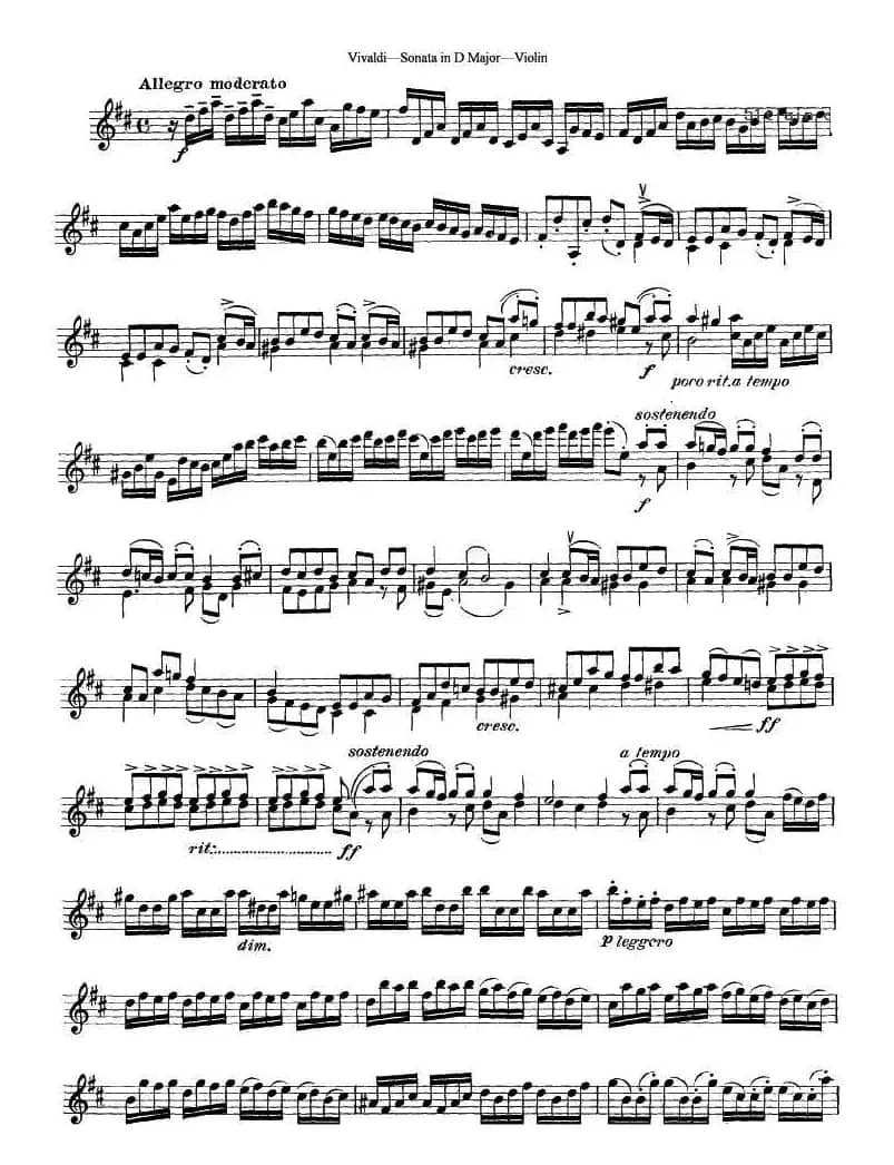 维瓦尔第D大调小提琴奏鸣曲