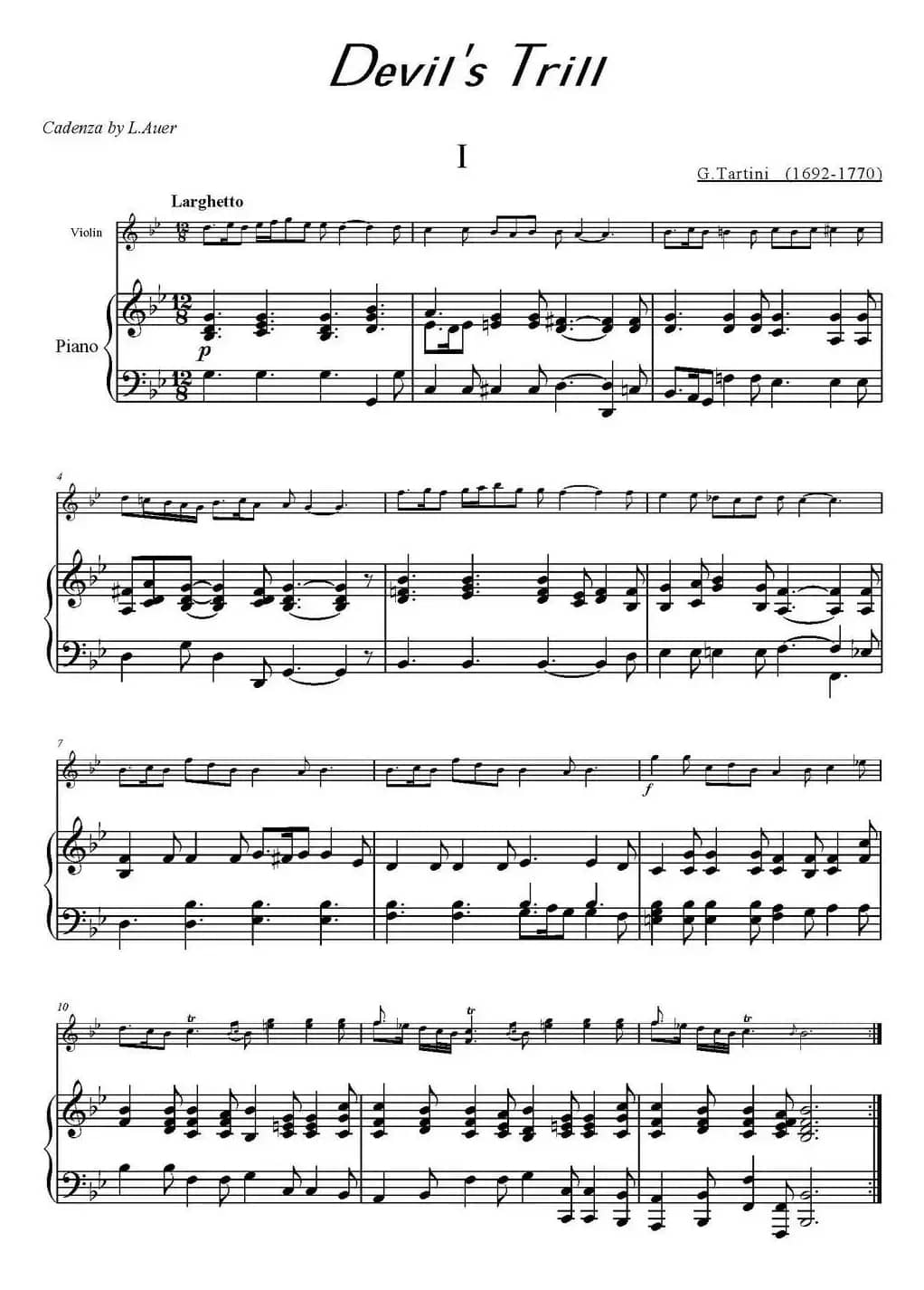 Devil's Trill（I、小提琴+钢琴伴奏）