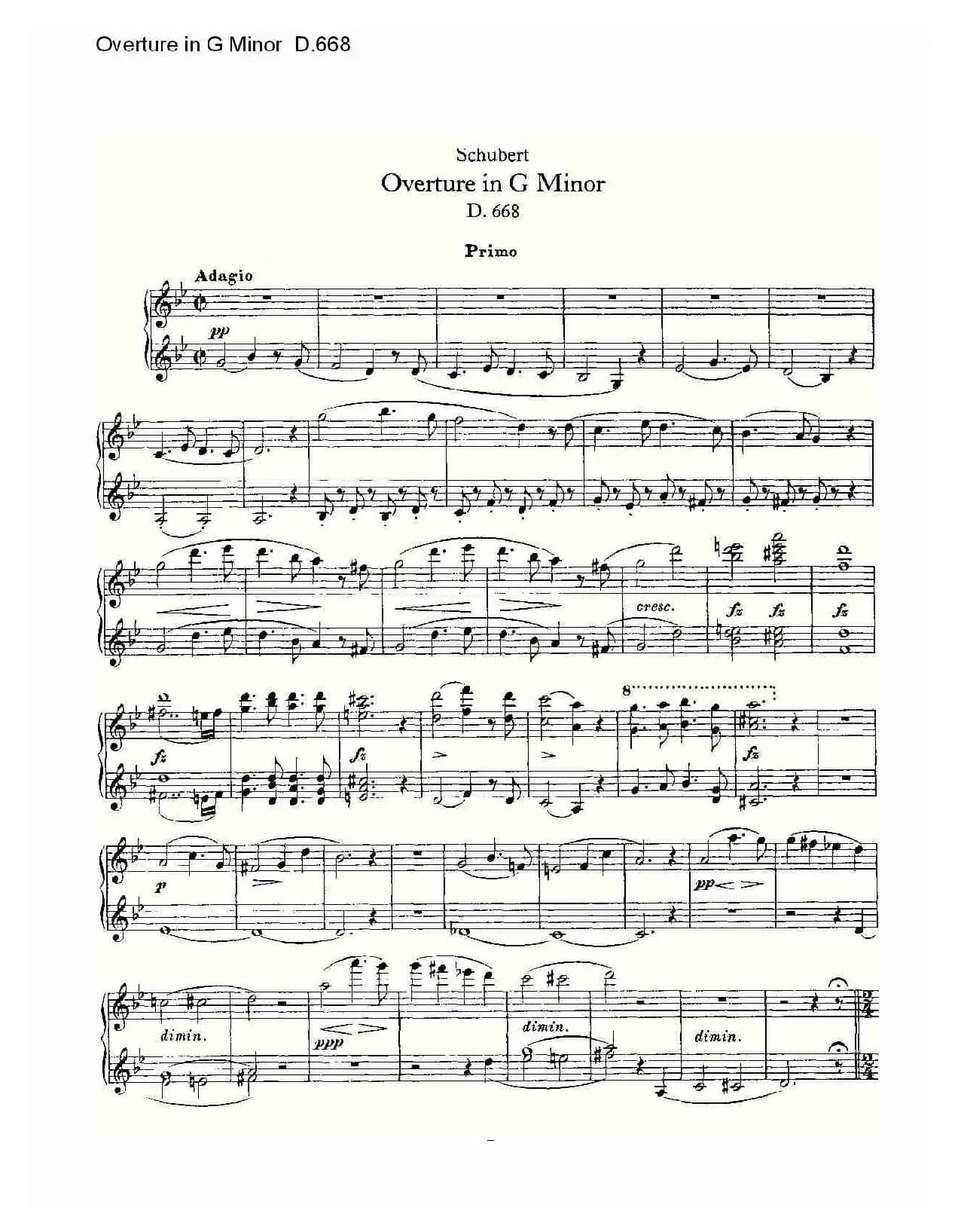 Overture in G Minor D.668（Ｇ小调序曲 D.668）