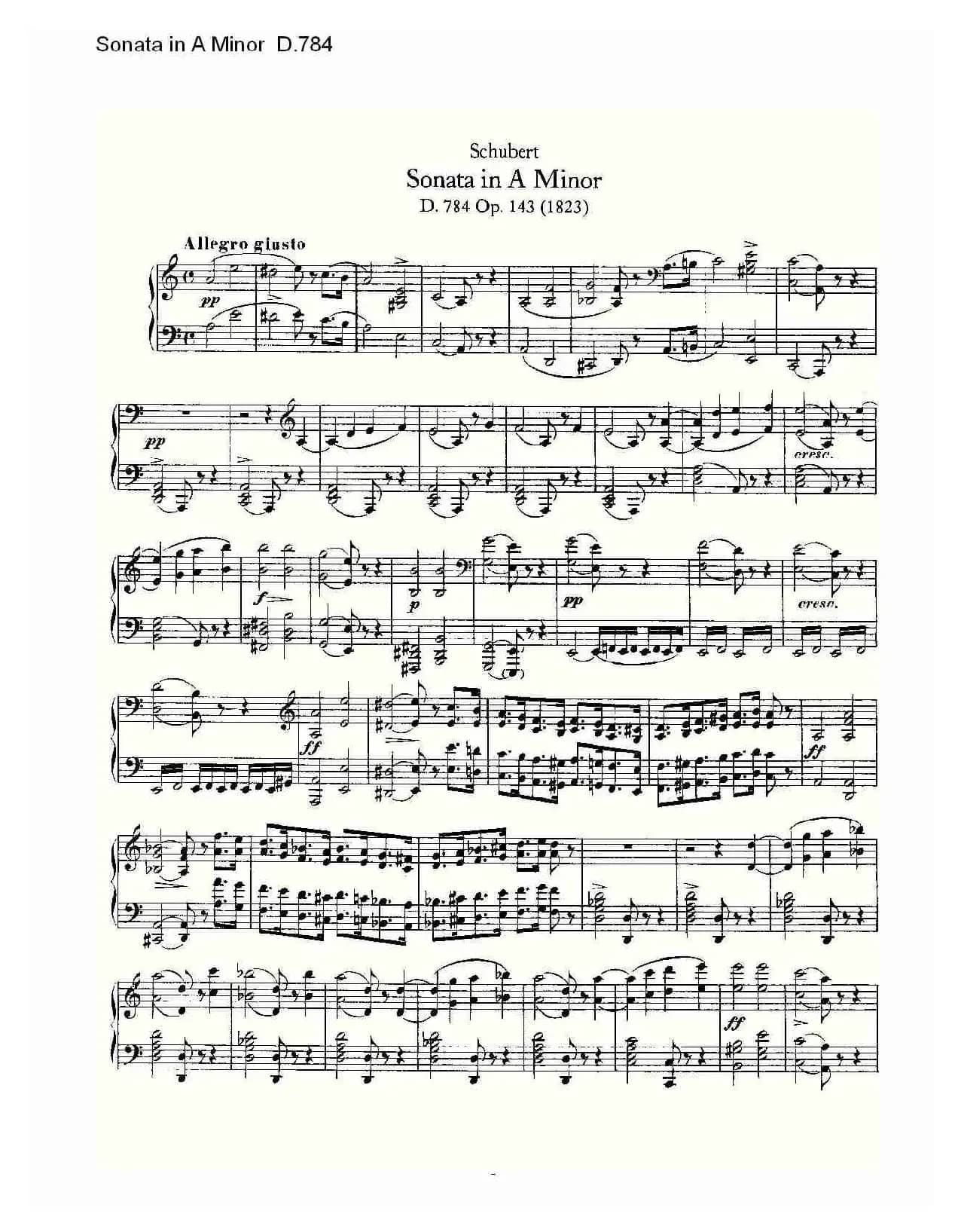 Sonata in A Minor D.784（A小调奏鸣曲D.784）