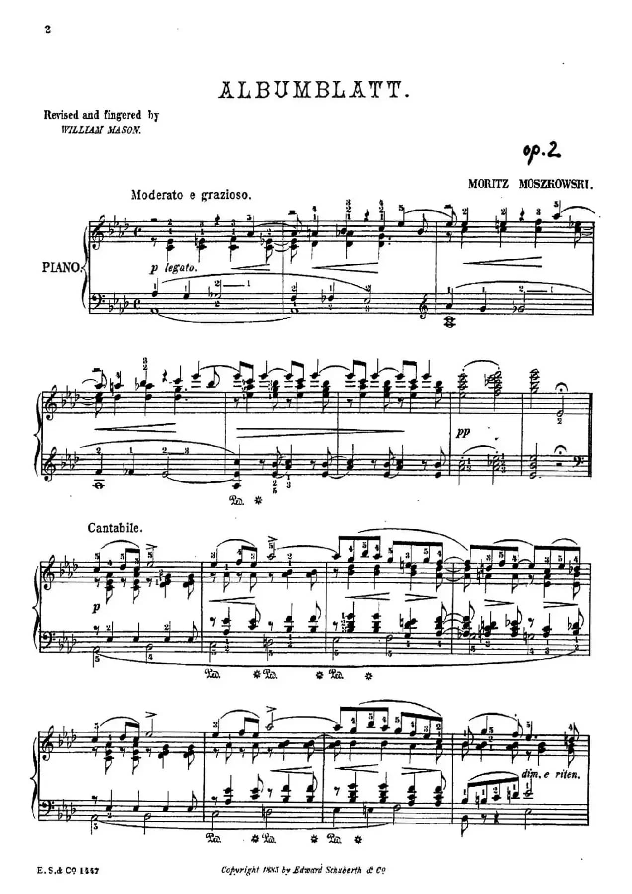 Albumblatt Op.2（纪念册的一页·莫什科夫斯基 作曲版）