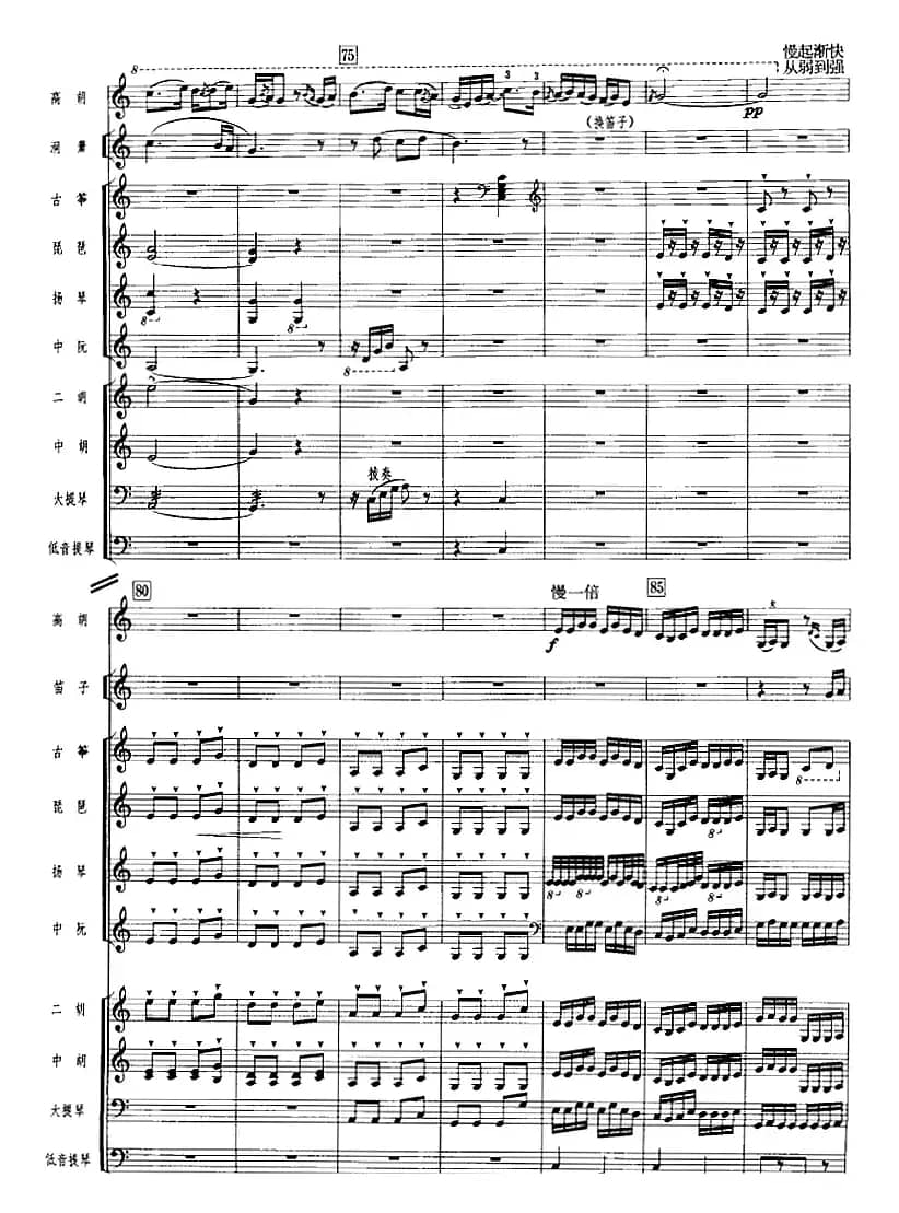 雨打芭蕉（广东音乐、高胡+乐队伴奏、五线谱版）