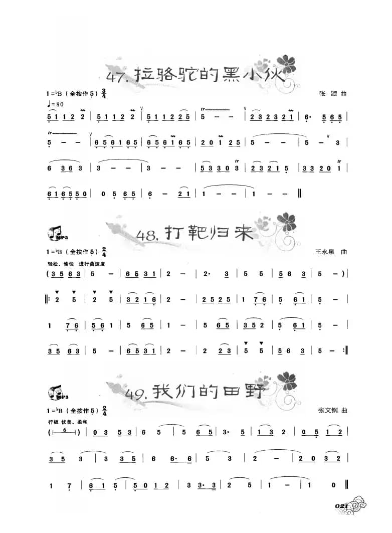 葫芦丝曲精选：拉骆驼的黑小伙 打靶归来 我们的田野 