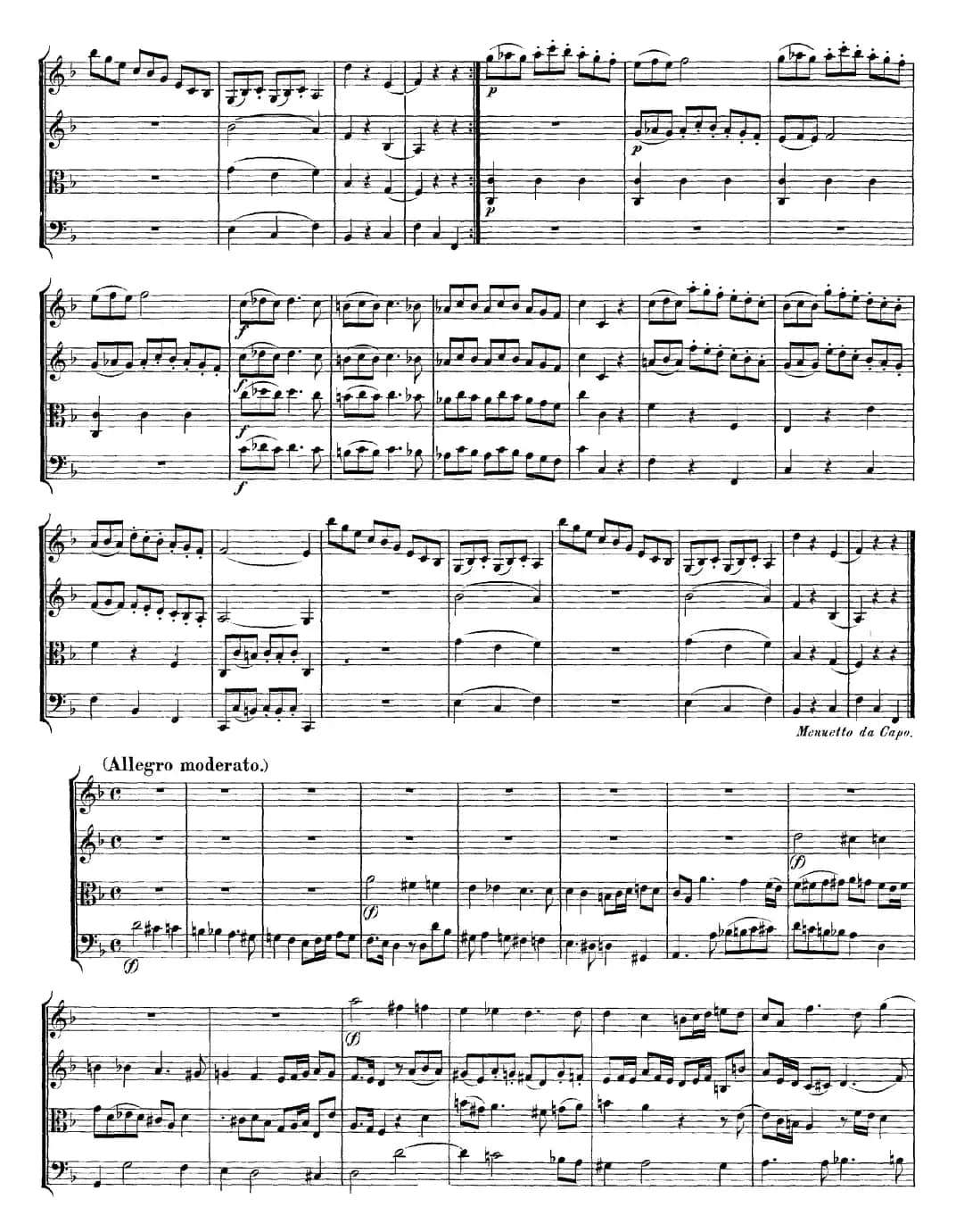 Mozart《Quartet No.13 in D Minor,K.173》（总谱）