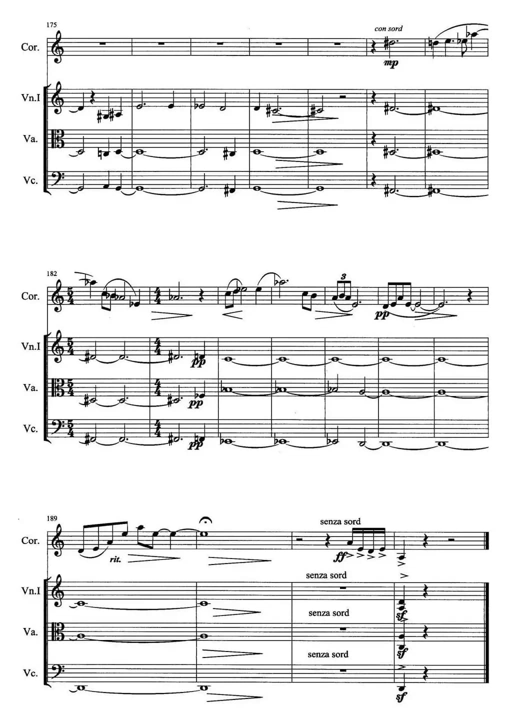 圆号与三件弦乐