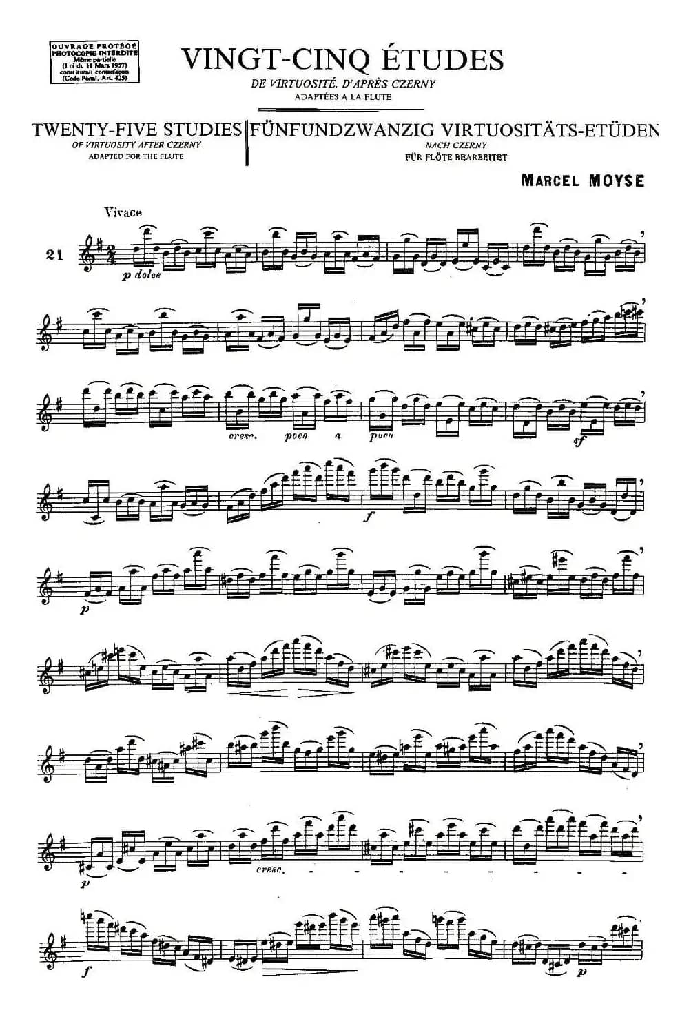 Moyse - 25 Studies after Czerny flute 之21（25首改编自车尔尼作品的练习曲）