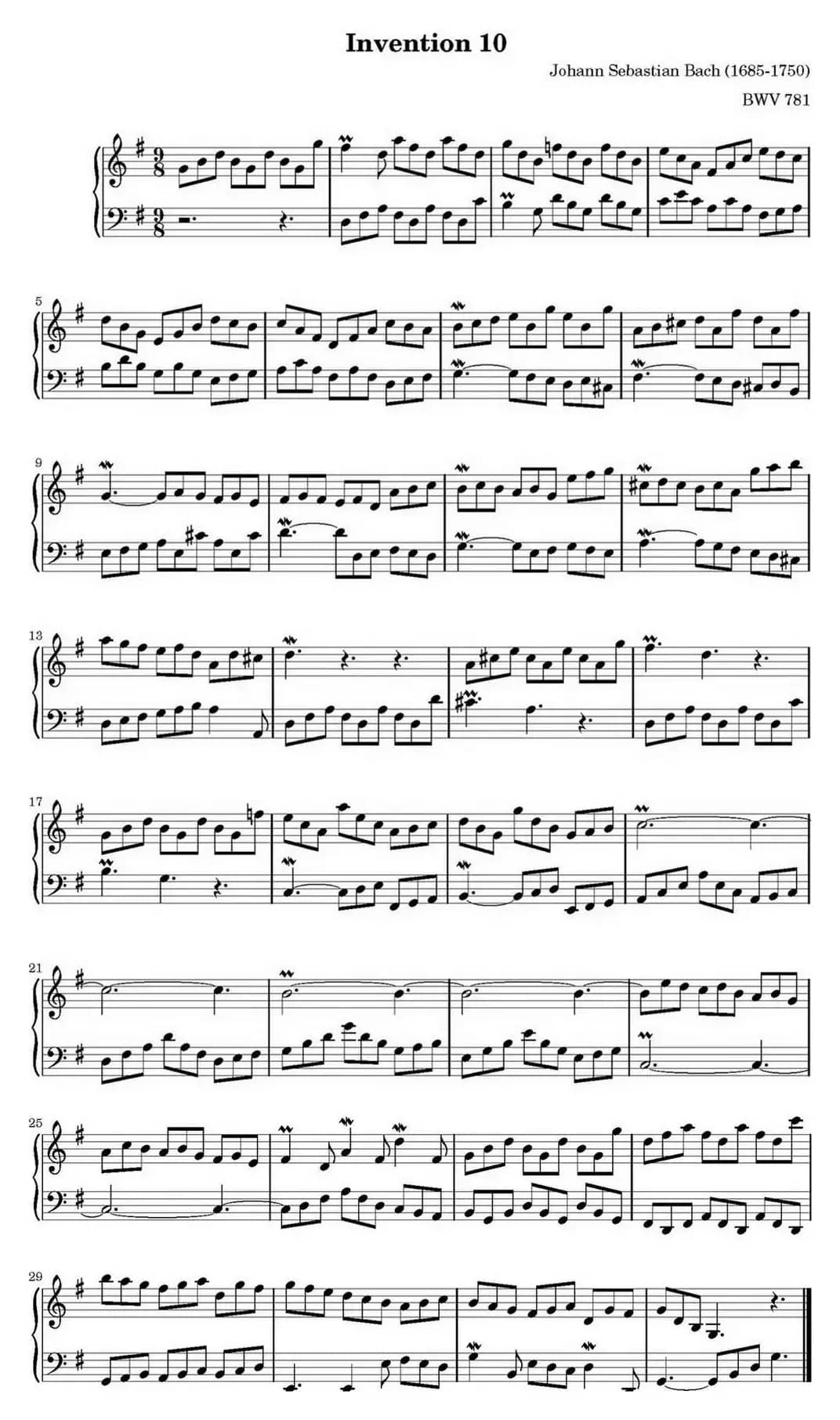 15首巴赫二部创意曲集(NO.10)