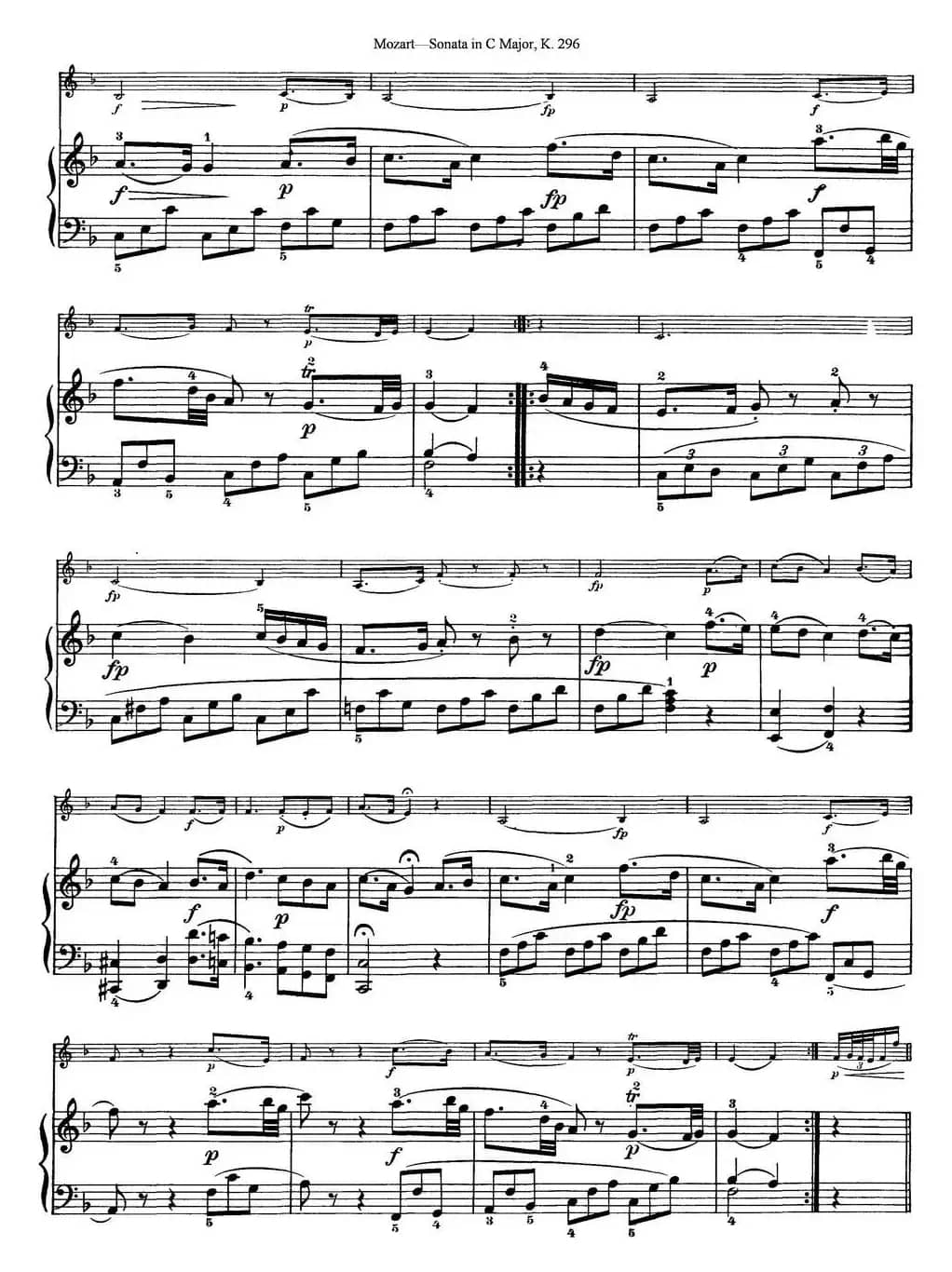 Violin Sonata in C Major K.296（小提琴+钢琴伴奏）