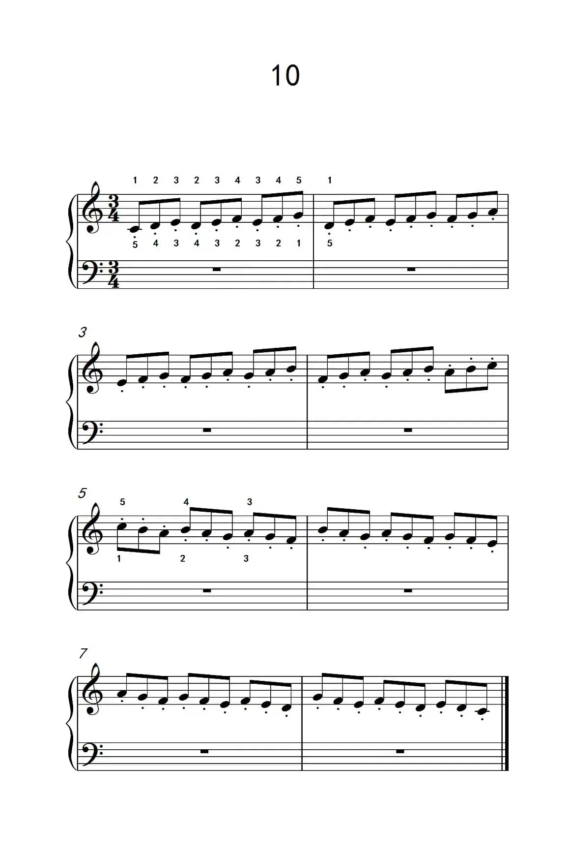 跳音练习 10（儿童钢琴手指练习 2）