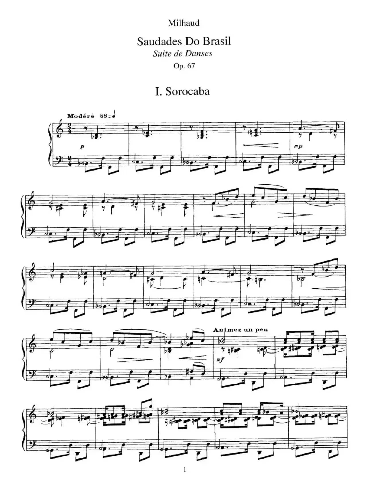 Saudados do Brasil Op.67(巴西回忆·Ⅰ)