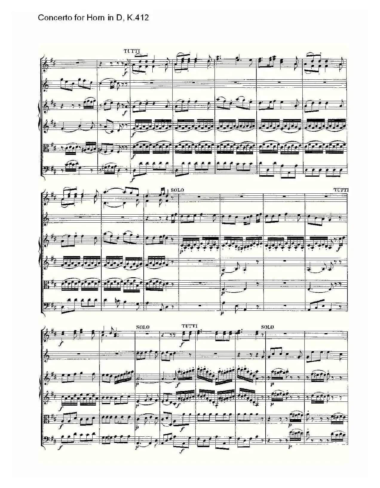 Concerto for Horn in D, K.412（D调法国号协奏曲, K.412）