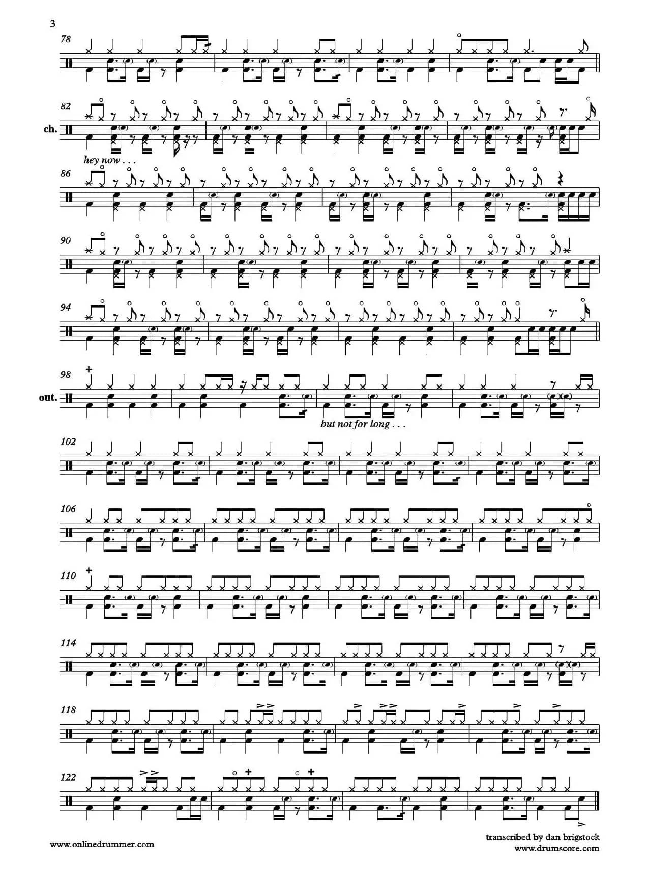 The Adventures  Of Rain Dance Maggie（鼓谱）