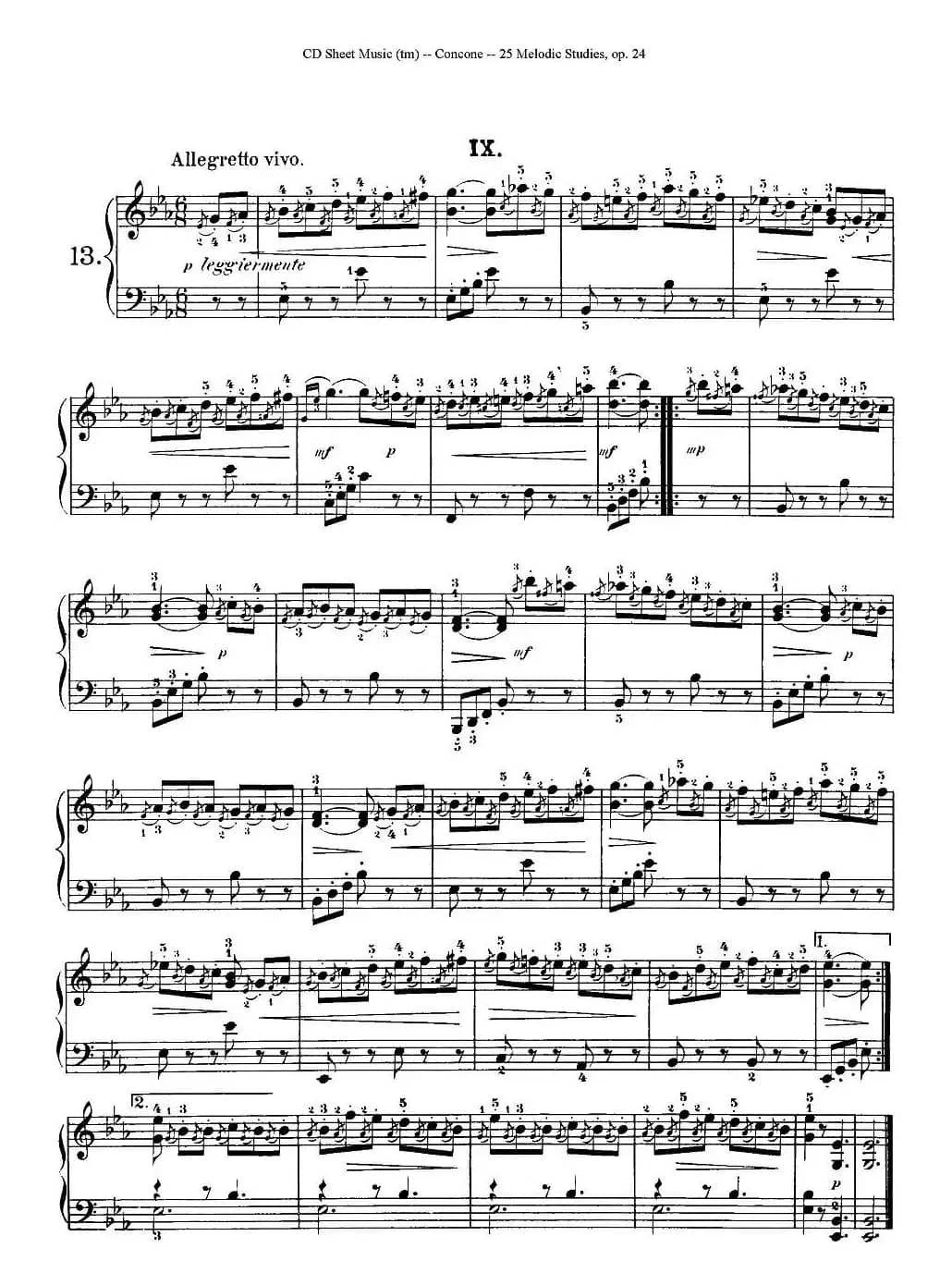 Concone - 25 Melodic Studies easy and progressive（11—15）