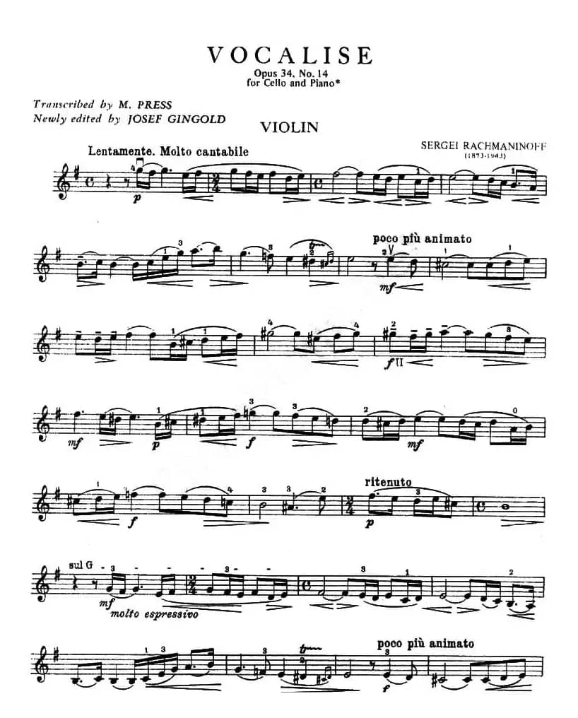 VOCALISE Op.34 No.14（版本一）