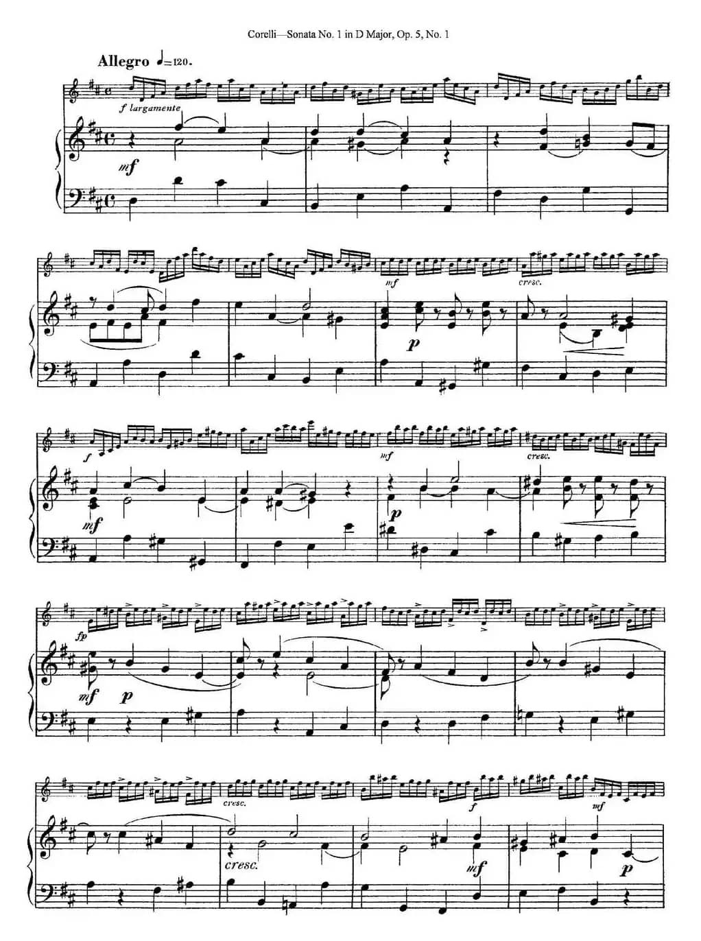 Sonata No.1 in D MajorOp.5 No.1（小提琴+钢琴伴奏）
