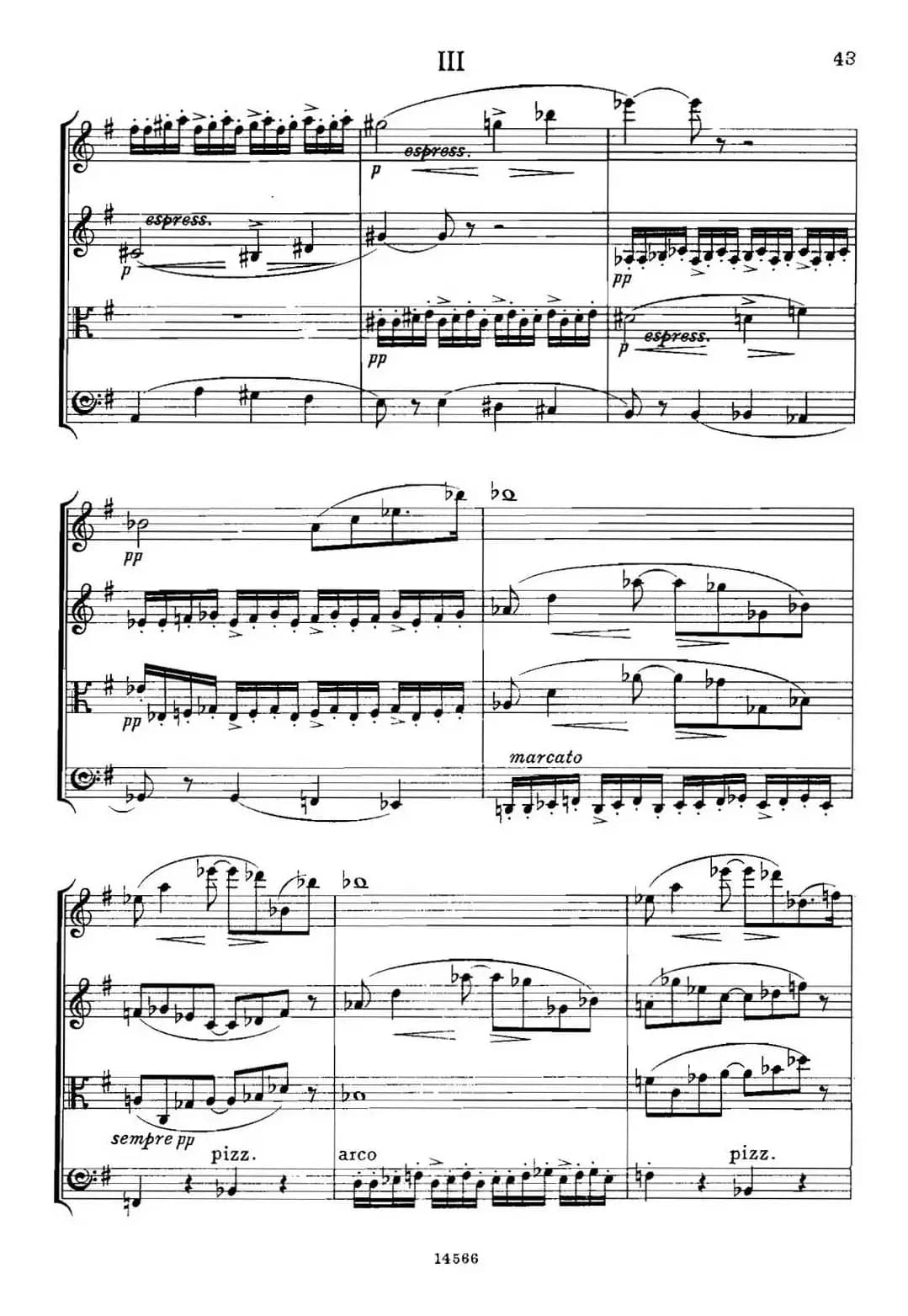 QUARTET Op.83（第三部分）（弦乐四重奏）